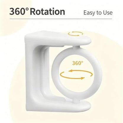4 Pack Black Adhesive 360° Rotating Towel Ring Hooks No Drilling