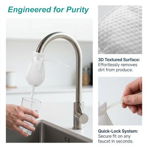 Faucet Filter Cotton Bags - Adjustable Non-Woven Replaceable Sleeve for Sand Rust Residues, 10 Pieces + Cable Ties