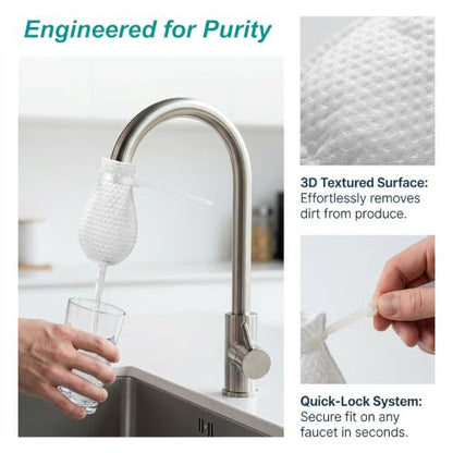 Faucet Filter Cotton Bags - Adjustable Non-Woven Replaceable Sleeve for Sand Rust Residues, 10 Pieces + Cable Ties