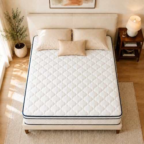 12 Inch Queen Size Hybrid Mattress in a Box - Memory Foam & Pocket Springs, Medium Plush