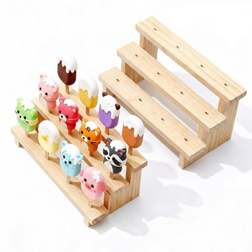 Wood Cakesicle Stand 2 Pack with Chalkboards - Rustic Dessert Display Rack