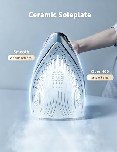 Sundu 1500W Steam Iron with Ceramic Soleplate & Auto-Off - Graphite Black