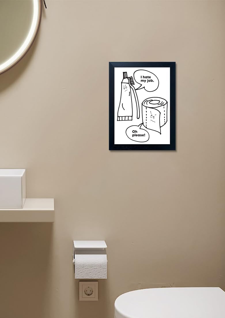 Regine Switzerland Black and White Bathroom Wall Art - Funny Quote Framed Canvas Print