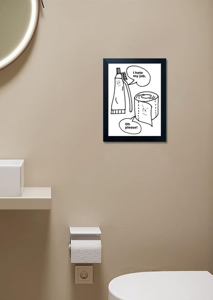 Regine Switzerland Black and White Bathroom Wall Art - Funny Quote Framed Canvas Print