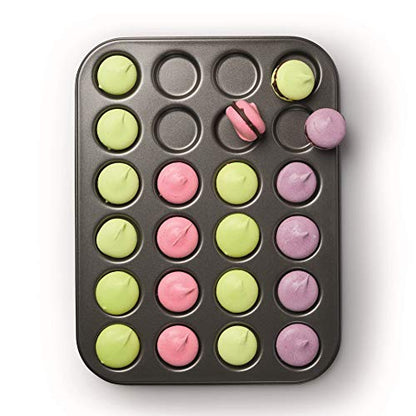 MasterClass KCMCHB82 Macaron Baking Tray/Whoopie Pie Tin with PFOA Non Stick, 24 Holes, Robust 1 mm Carbon Steel, 35 x 27 cm, Grey