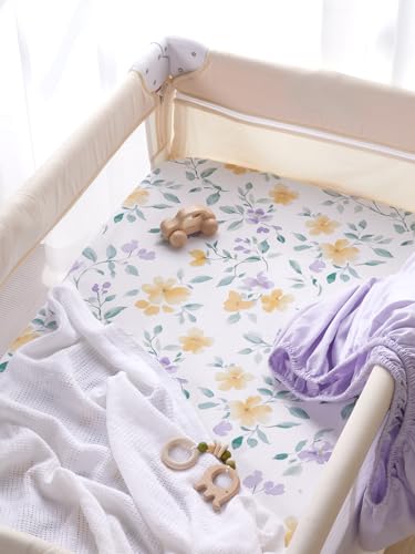 Mini Crib Sheets Fitted 2 Pack - Flower Whispers Baby Toddler Bedding