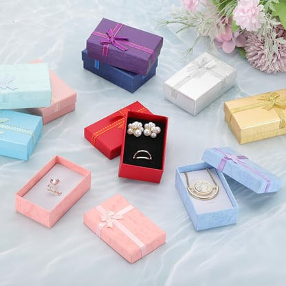 120 Pcs Jewelry Gift Boxes with Lid Ribbon Small Packaging Gift Box Set