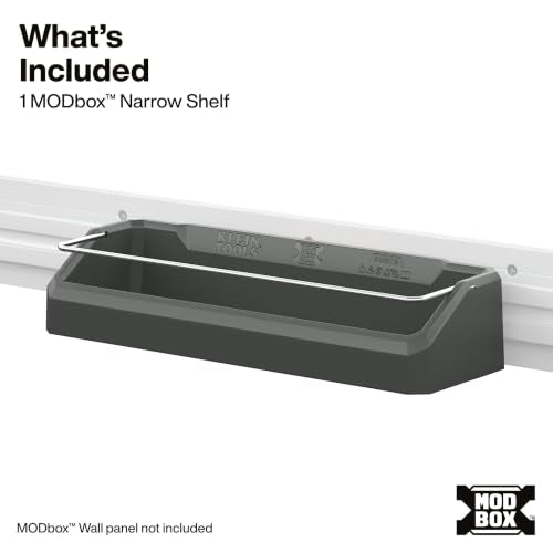 Modular Wall Shelf for Garage Storage - Narrow Shelf with Steel Rod, Compatible with MODbox Panel System