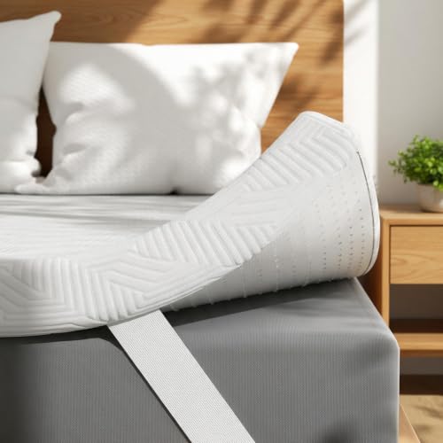 Queen Size Egg Crate Memory Foam Mattress Topper - White, 3 Inches