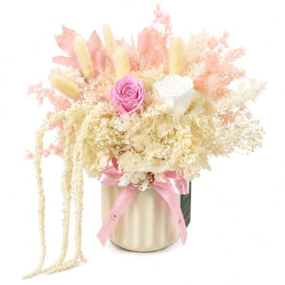 Preserved Flower Arrangement in Ceramic Vase - Long Lasting Gift for Her