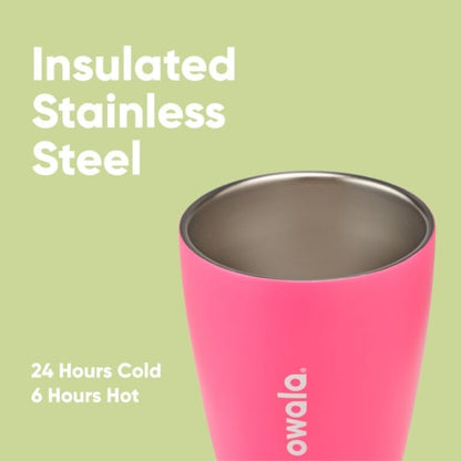 Owala SmoothSip Insulated Stainless Steel Coffee Tumbler - Reusable Hot & Iced Coffee Mug, 10 oz, Pink