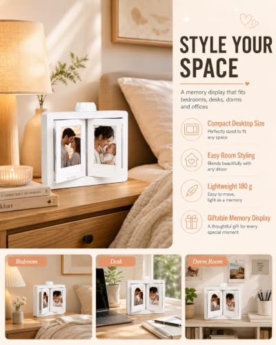 Mini Photo Flip Album Frame - Rotating Film Style Display with White Variation