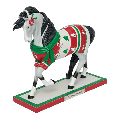 Christmas Sweater Horse Figurine - Painted Pony Collectible, 7.4 Inch