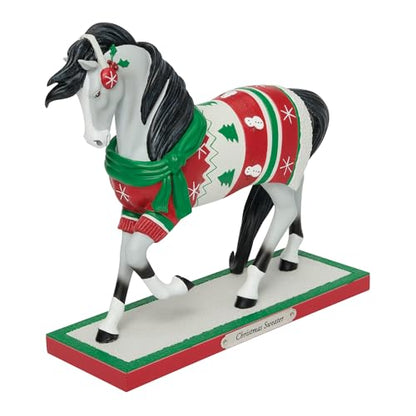 Christmas Sweater Horse Figurine - Painted Pony Collectible, 7.4 Inch