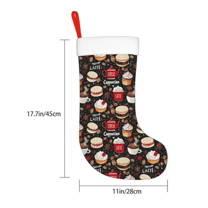 Christmas Stockings with Plush Cuff - Coffee Lovers Holiday Decor, 18 Inches - Festive Gift