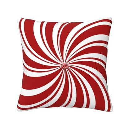 20x20 Inch Christmas Pillow Cover - Red Swirl Candy Cane Double Design