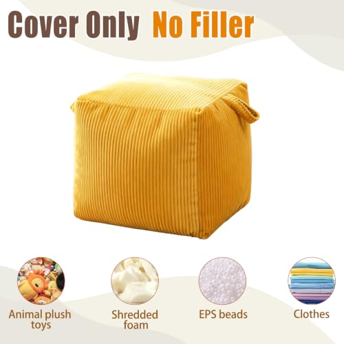 Pouf Ottoman Cover Square Corduroy No Filler Black 65x65x47CM - Variation of THIS listing