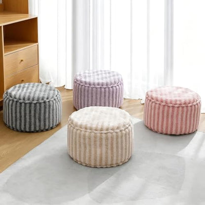 Light Purple Round Pouf Ottoman Cover No Filler Storage Bench - 2 pcs