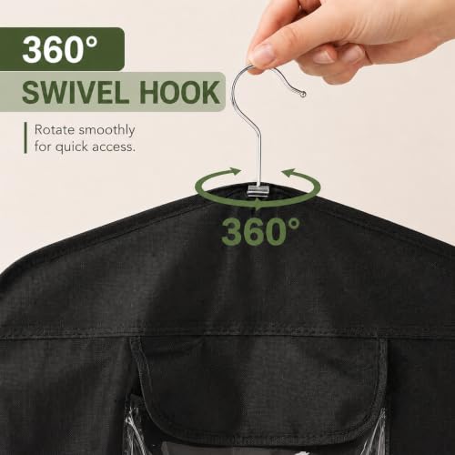 Large Double-Sided Hanging Gift Wrap Organizer with Pockets - Black