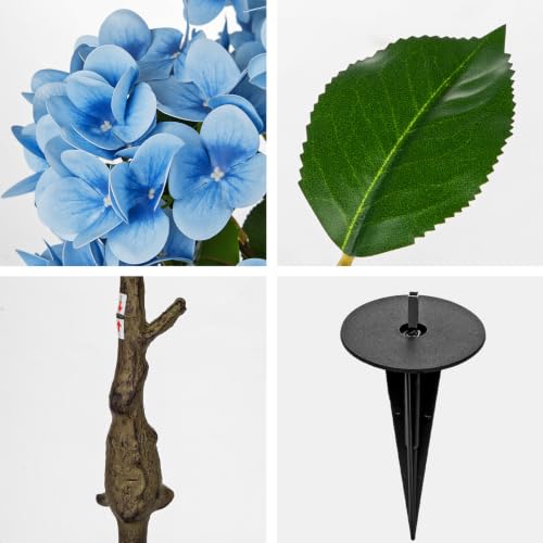 Hydrangea Artificial Tree 3ft Blue Flower with Ground Spikes - Set of 2