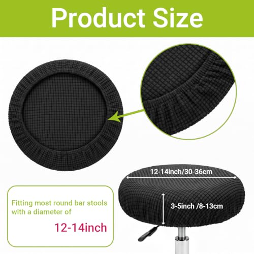 Black 2 Pack Round Bar Stool Covers 12-14 Inch Elastic Washable