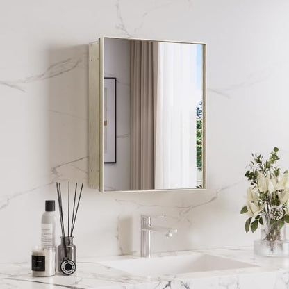 Nickel Medicine Cabinet Mirror 14x18 in with Adjustable Shelves - Brushed Finish