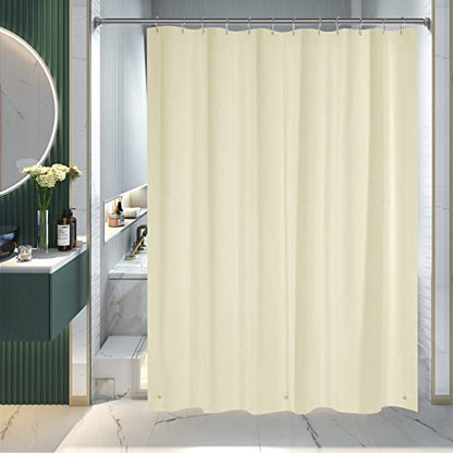 AmazerBath Shower Curtain Liner, 72x78 Beige, Cute Plastic PEVA Cream, Lightweight Waterproof With Magnets and 12 Grommet Holes for Bathroom