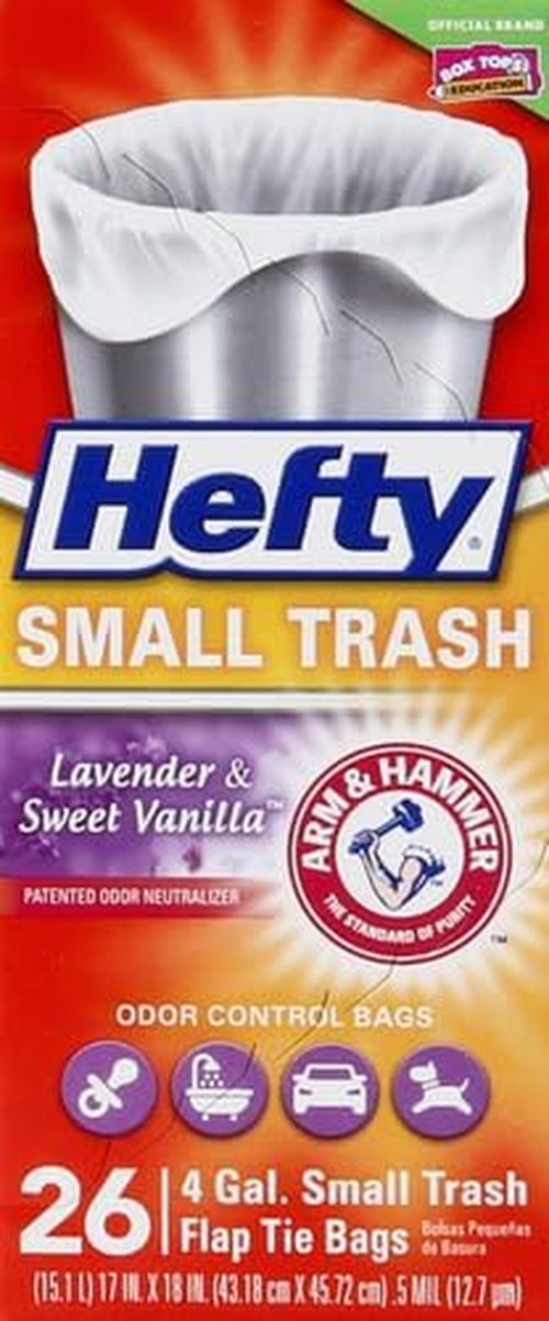 Hefty Small Trash Bags - Lavender & Sweet Vanilla Scented | 4 Gallon, 26 Count