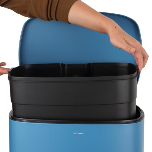 Connor 2-Piece Bright Cobalt Blue Iron Trash Can Set - 50L & 5L Waste Bins