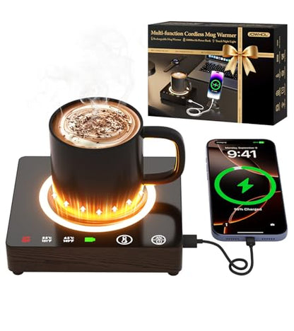 Wireless Mug Warmer with 3 Temp Settings & Power Bank - Black