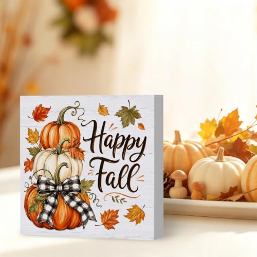 Happy3 Fall Wooden Sign - Rustic Pumpkin Autumn Home Decor