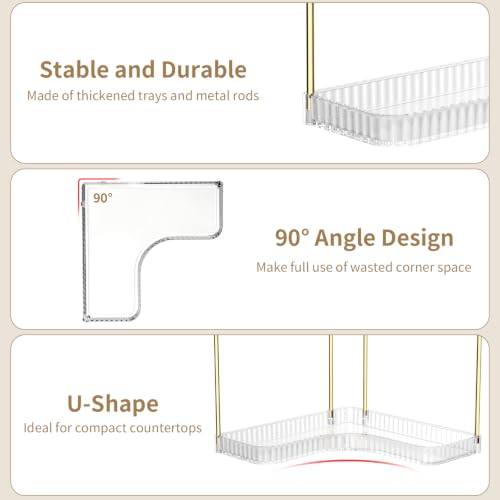 Bathroom Counter Organizer 2-Tier Corner Shelf - Clear / 2-Tier