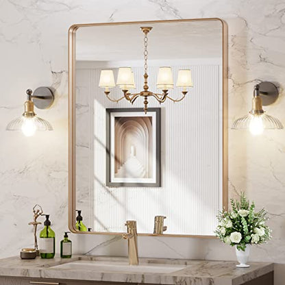 LOAAO 77X36 Inch Black Metal Framed Bathroom Mirror for Wall, Matte Black Bathroom Vanity Mirror Farmhouse, Large Rounded Rectangle Mirror, Anti-Rust, Tempered Glass, Hangs Horizontally or Vertically