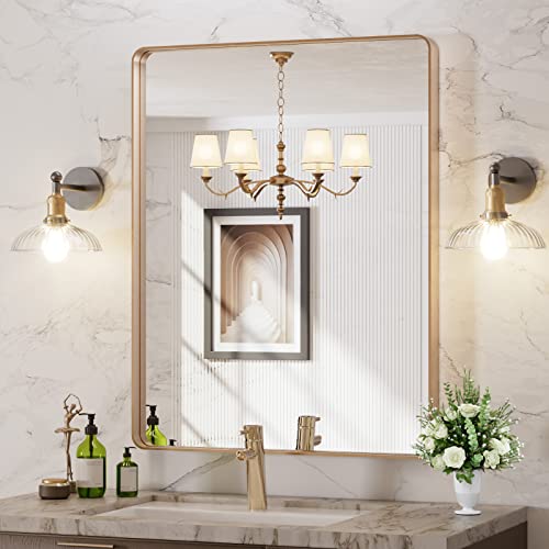 LOAAO 77X36 Inch Black Metal Framed Bathroom Mirror for Wall, Matte Black Bathroom Vanity Mirror Farmhouse, Large Rounded Rectangle Mirror, Anti-Rust, Tempered Glass, Hangs Horizontally or Vertically