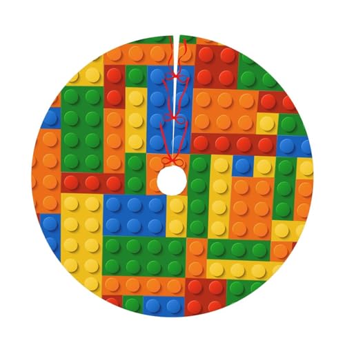 Colorful Building Blocks Christmas Tree Skirt 48 Inches - Festive Holiday Decor