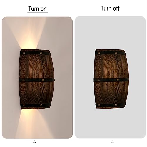 Newrays Antique Wood Wine Barrel Wall Sconce Lighting Fixture Up and Down Indoor Wall Lamp for Bar Area Steampunk Theme (1 Pack)