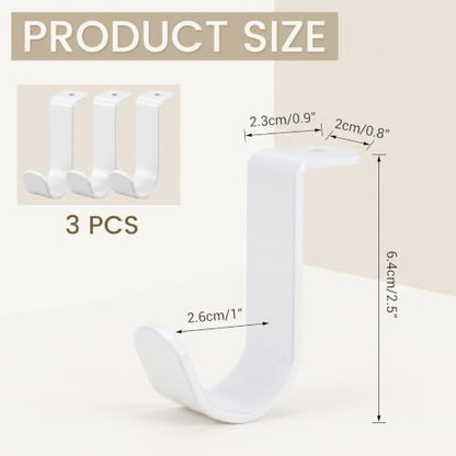 Ceiling Mount Curtain Rod Brackets 3 Pack for 5/8 to 1 Inch Rods - White