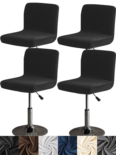 Velvet Bar Stool Covers 4PCS Black - Stretch Seat & Back Protectors