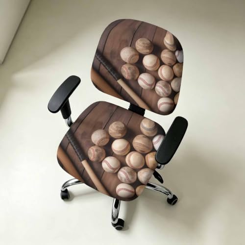 Stretchable Office Chair Cover Set 2 Pieces - Farmhouse Retro Sport Brown