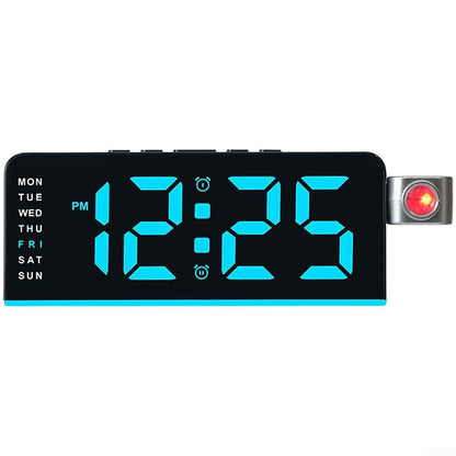 LED Projection Alarm Clock with Multicolor Ambient Light – 180° Wall/ Ceiling Projector, Dual Alarm, Temperature & Date Display (C)