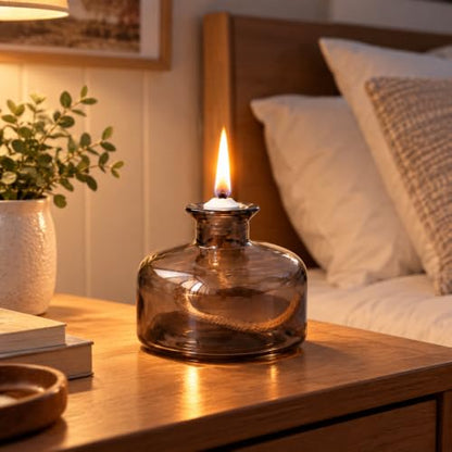 Gray Refillable Glass Oil Lamp Set - Petite Indoor & Outdoor Liquid Oil Lamps