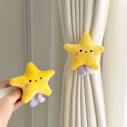 Star Curtain Tiebacks 2 Pack - Cartoon Star Shape Bedroom Accessories for Nursery & Kids Room Decor