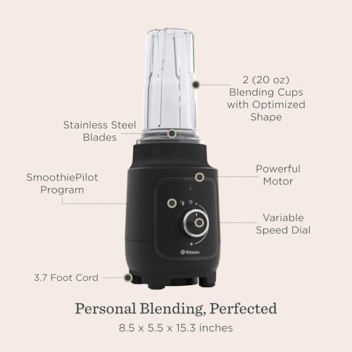 Vitamix Nano Personal Blender with SmoothiePilot Technology - Black - Compact & Powerful