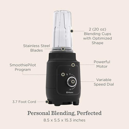 Vitamix Nano Personal Blender with SmoothiePilot Technology - Black - Compact & Powerful