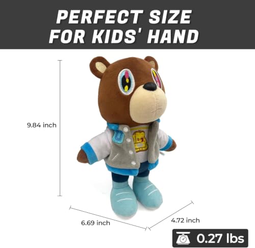10 Inch Cute Kanye Bear Pillow - Soft Stuffed Animal for Kids & Gift