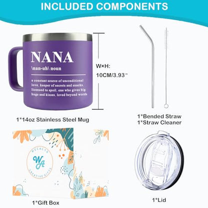 14oz Nana Mug - Purple - Gift for Grandma Birthday Christmas Mothers Day
