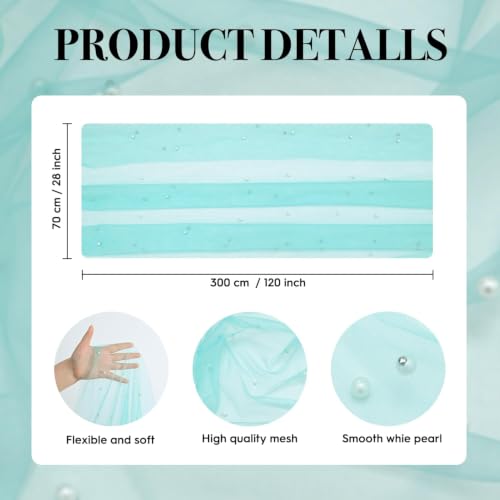 10-Pack Turquoise Pearl Gauze Table Runners 28x120 Inches Home Decor