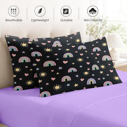 Rainbow Stars Twin Comforter Set for Girls - 5 Pieces Bedding