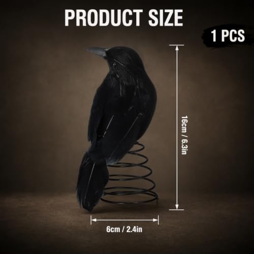 Halloween Crow Tree Topper - Mini Gothic Decor for Holiday & Halloween