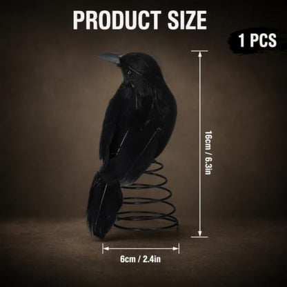 Halloween Crow Tree Topper - Mini Gothic Decor for Holiday & Halloween